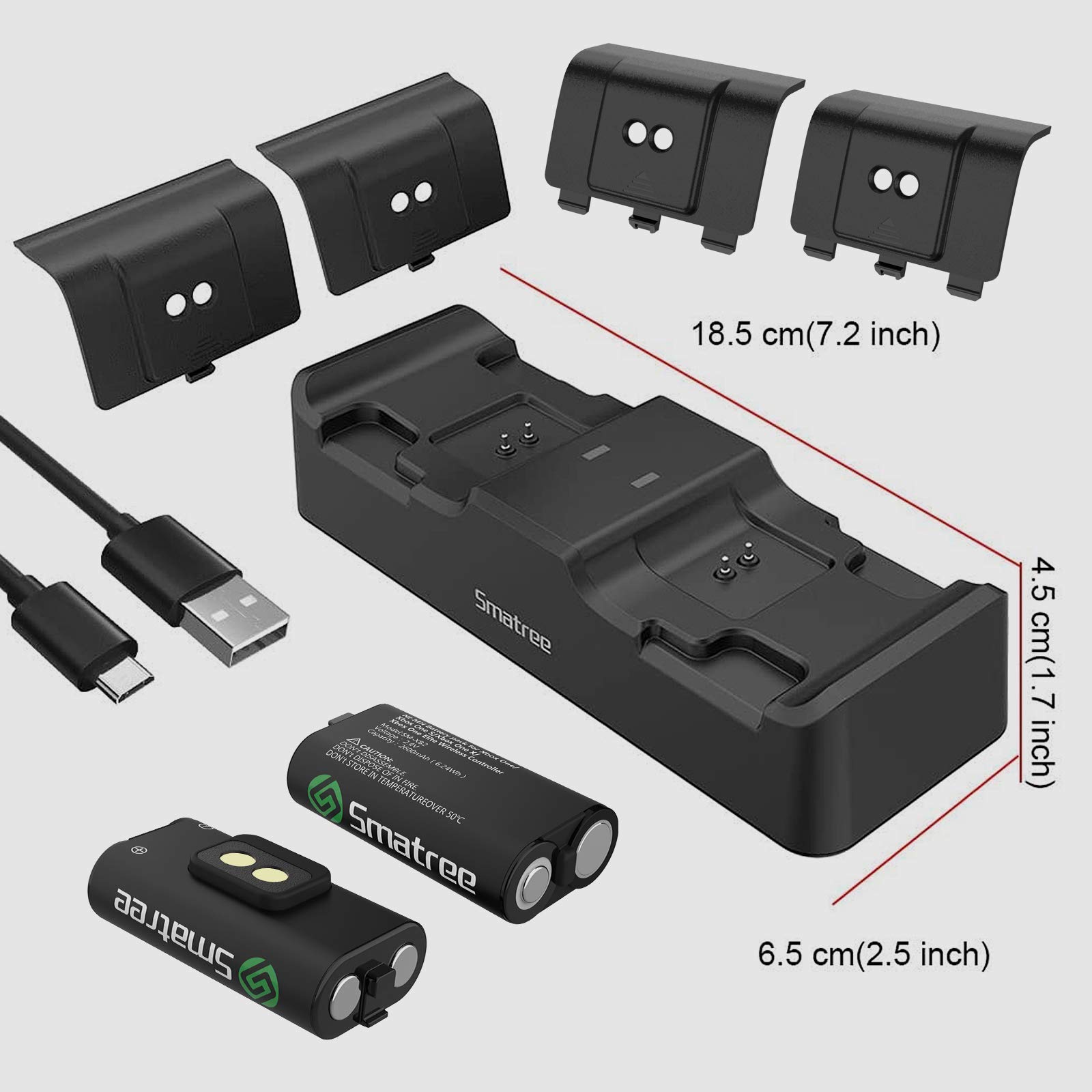 Smatree Controller Charger for Xbox Series X|S/Xbox One, 5Pcs Battery with Charger Station Compatible with Xbox Series X|S/Xbox One/One X/One S/One Elite