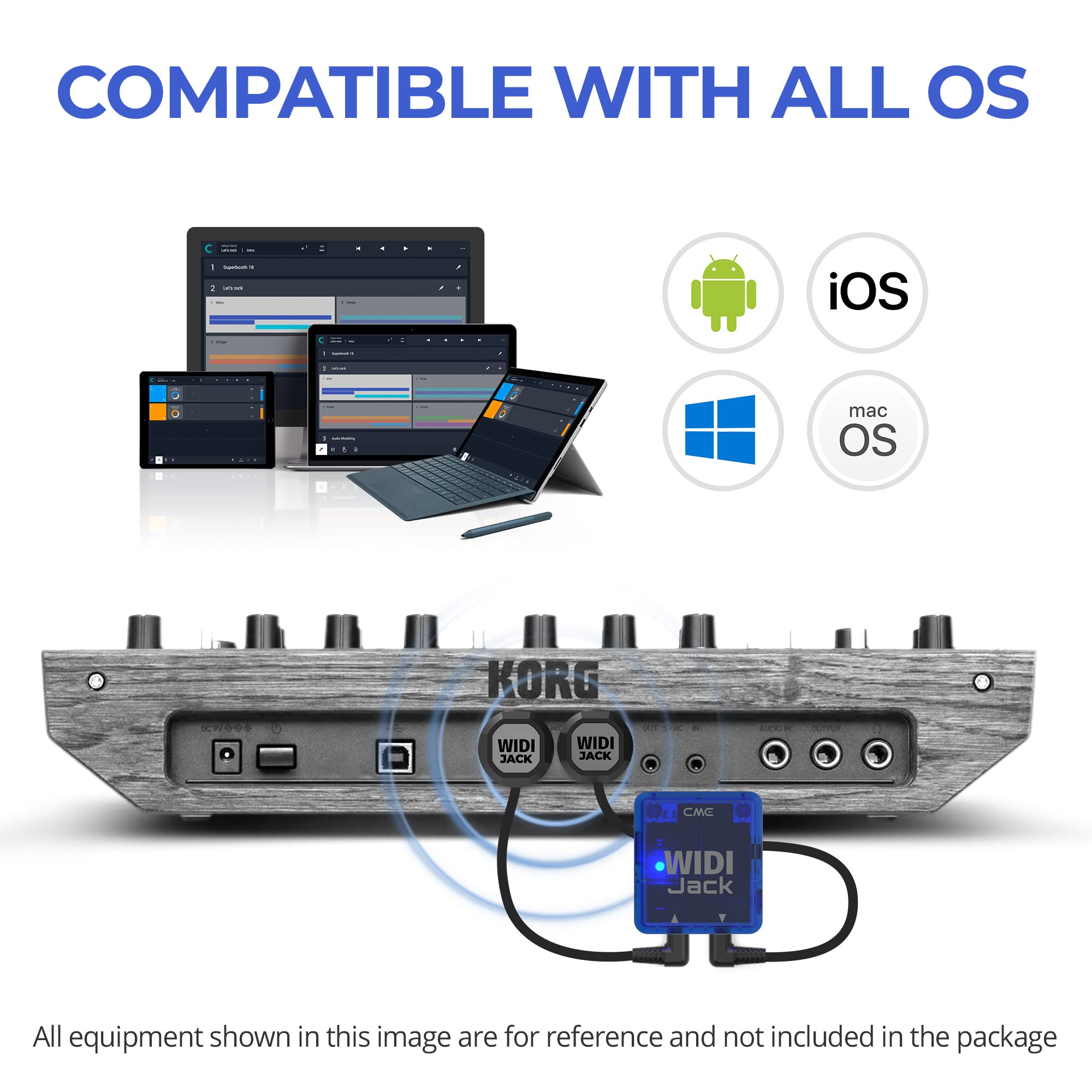 CME WIDI Jack + TRS-635 Bundle - Bluetooth MIDI Interface with TRS-635 MIDI cables Included - Works with devices with TRS 6.35 mm Type A/B MIDI ports