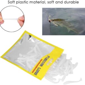 50Pcs 5cm/0.6g Soft Lure Baits Worms T-Tail Fishing Lures, Swimbaits with T-Type Paddle Tail, Grub Worm Baits Fish Tackle Accessories, Fishing Gears for Bass Trout (White)