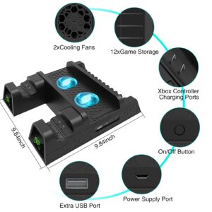 Cooling Stand for Xbox One/One S/One X, CTPOWER Vertical Charging Station with 2 Pack 600mAh Batteries, Games Storage, Dual Controller Charging Station