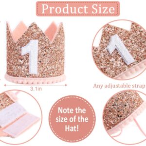 Glitter Birthday Crown - Photo Booth Props, Party Hat for Baby's 1st Birthday (Pink and Gold)