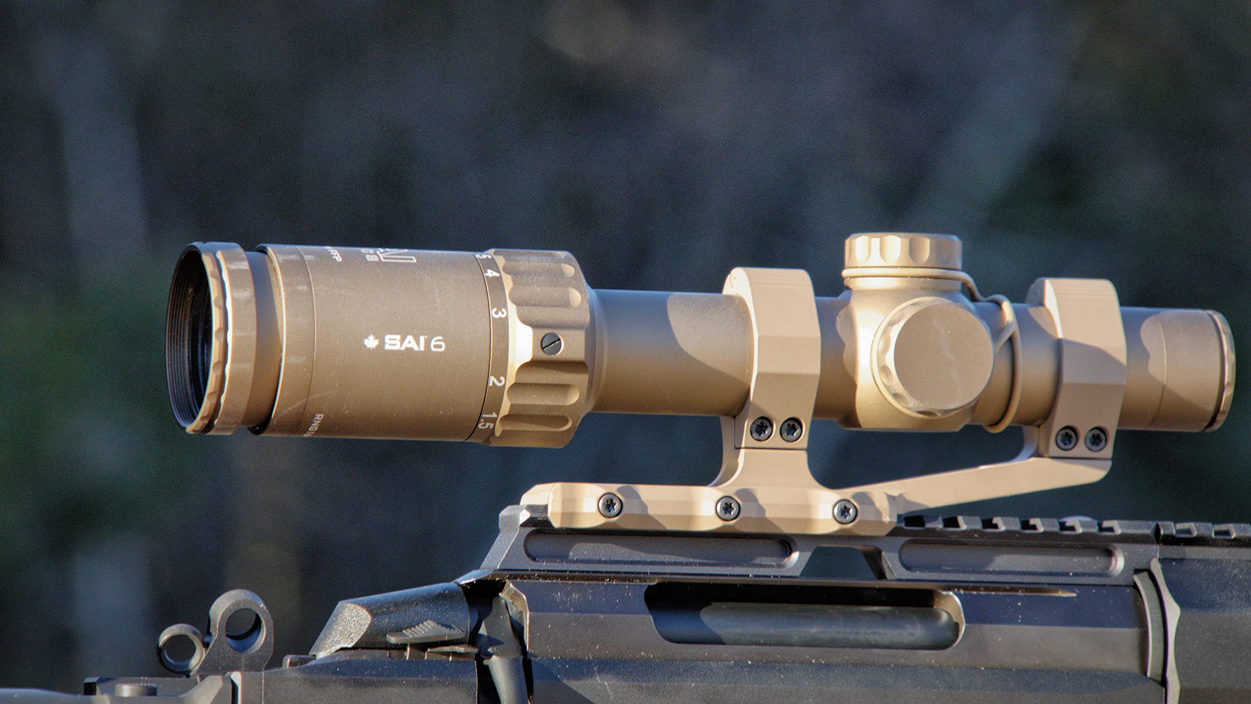 SAI Optics Model SAI 6 1x-6x 24mm Low Power Variable Optic LPVO Riflescope with Rapid Aiming Feature Reticle, 5.56 NATO BDC