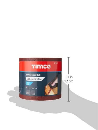 TIMCO 231210 Sandpaper Roll 80 Grit Red - 115mm x 10m