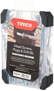 timco tray300 screws, plug & drill bit silver tray-91pcs mixed tray