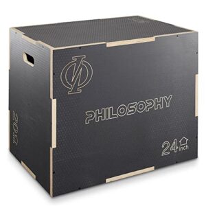 philosophy gym 3 in 1 non-slip wood plyo box, 30" x 24" x 20", gray, jump plyometric box for training and conditioning