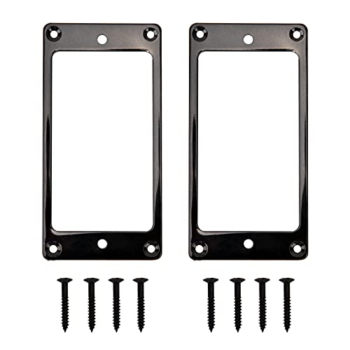 2PCS Yootones Metal Humbucker Pickup Ring Cover Frame Replacement Compatible with LP SG Guitar Mounting Electric Guitars (Black)