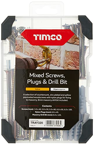 TIMCO Screws, Plug & Drill Bit Gold Mixed Tray - 91pcs