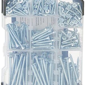 TIMCO TRAY370 Countersunk Silver Woodscrews Tray-355pcs Mixed Tray