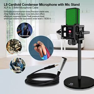 Podcast Equipment Bundle Audio Interface DJ Mixer Sound Card Kit XLR Condenser Microphone for Boradcast Live Streaming, Mic Voice Effect Changer Soundboard for Phone/PC/Laptop/Mac Recording(KB11-E300)