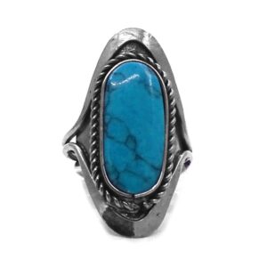 Mia Jewel Shop Ellipse Oval Flat Healing Gemstone Crystal Cabochon Silver Metal Border Adjustable Ring - Womens Natural Fashion Handmade Jewelry Boho Accessories (Turquoise Howlite)