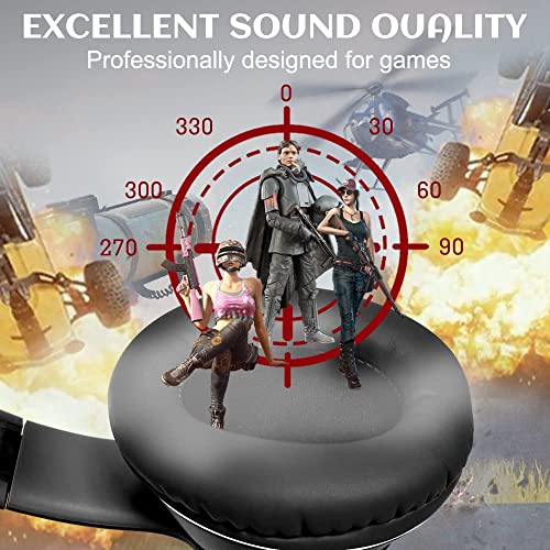 VIGROS Cat Ear Gaming Headphones Wired AUX 3.5mm LED Light, Noise Canceling Game Headphones Stereo Foldable Over-Ear Headsets with Microphone Fit Girls, Kids for PC, PS4, Switch, Xbox, Mobile, Laptop