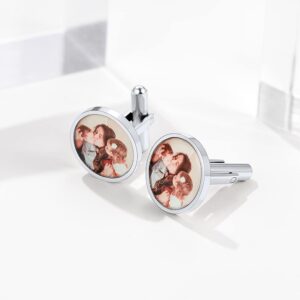 Custom4U Picture Cufflinks for Men Custom Cuff links with Photo Father of the Bride Cufflinks Memorial Gift for Groom Wedding