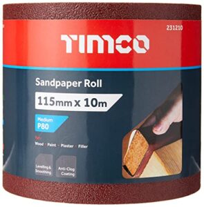 timco 231210 sandpaper roll 80 grit red - 115mm x 10m