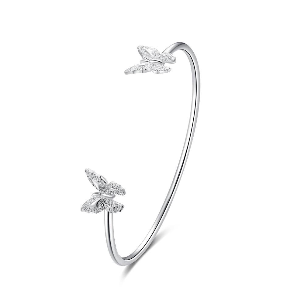 Halawly 925 Sterling Silver Cuff Bracelets for Women Cute Butterfly Bracelet