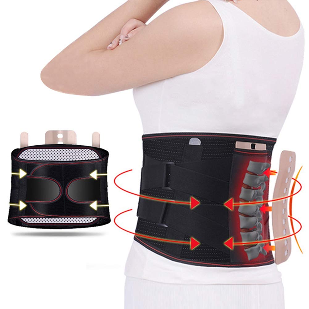 LSRRYD Back Brace Support for Lower Back Pain Lumbar Support Belt for Pain Relief and Injury Prevention Sciatica, Spinal Stenosis (Color : Black, Size : Small)