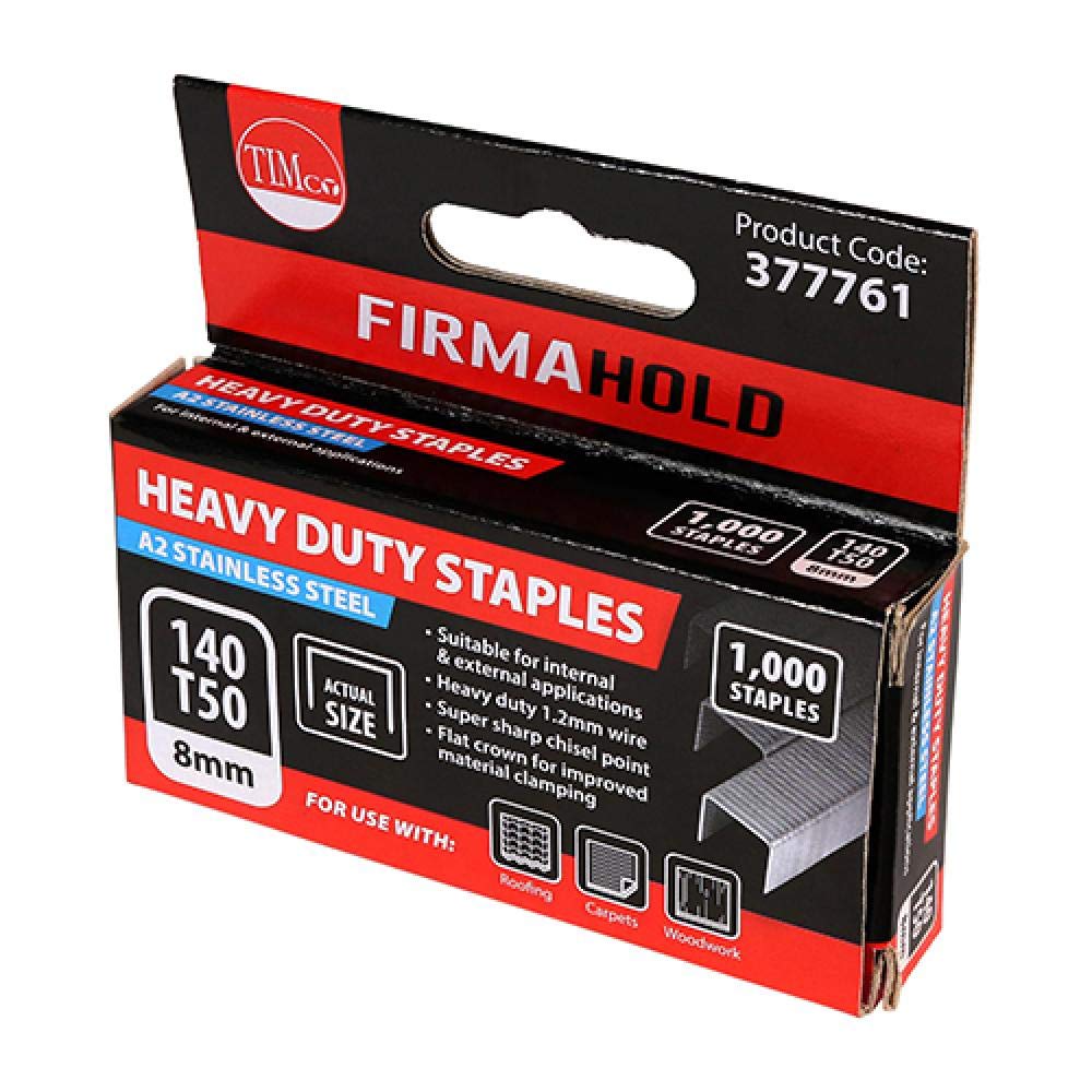 TIMCO 377761 Heavy Duty Chisel Point A2 Stainless Steel Staples-8mm Staples