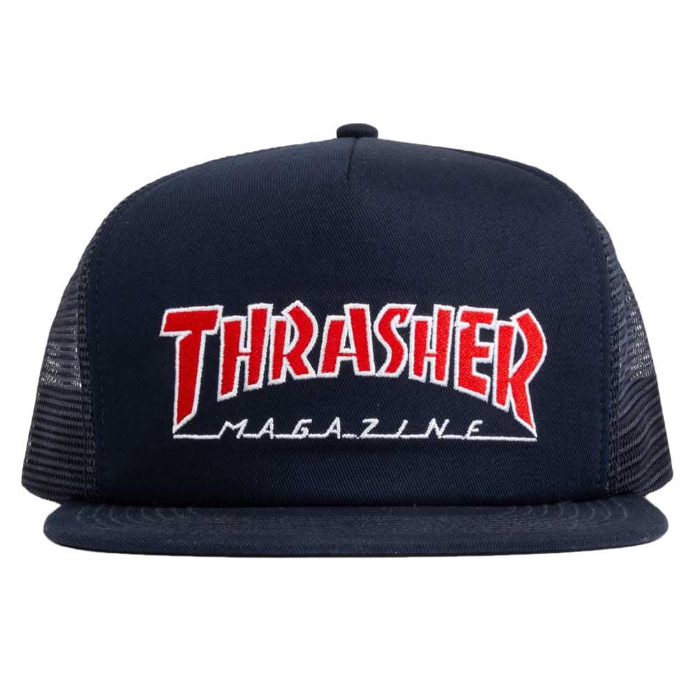 Thrasher Embroidered Outlined Mesh Hat - Navy Blue