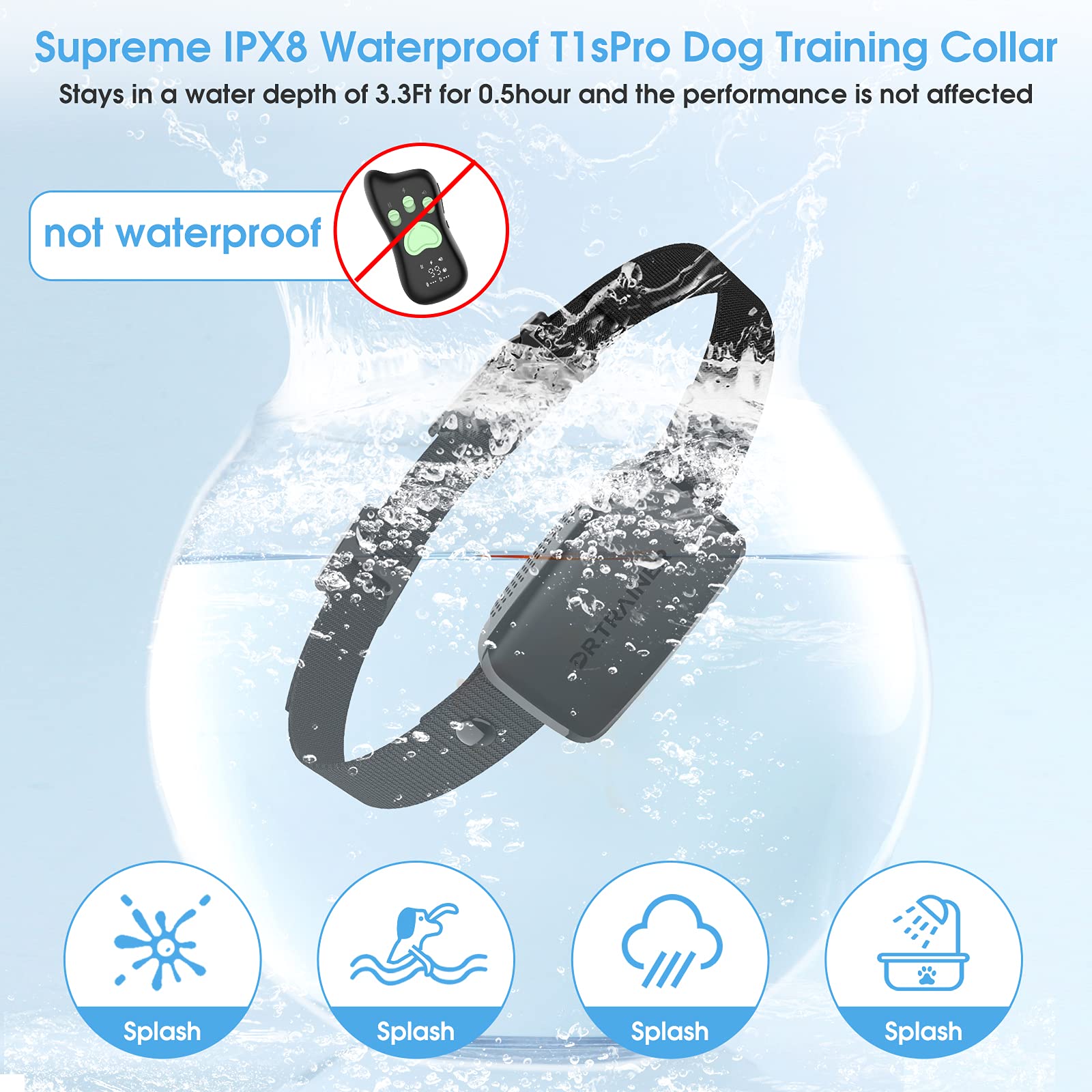 Bark Collar with Remote, Quick Charge IPX8 Waterproof Dog Shock Collar with APP, Free Combination Mode with Custom Sound,Vibration,Shock, T1sPro Include B1sPro All Functions