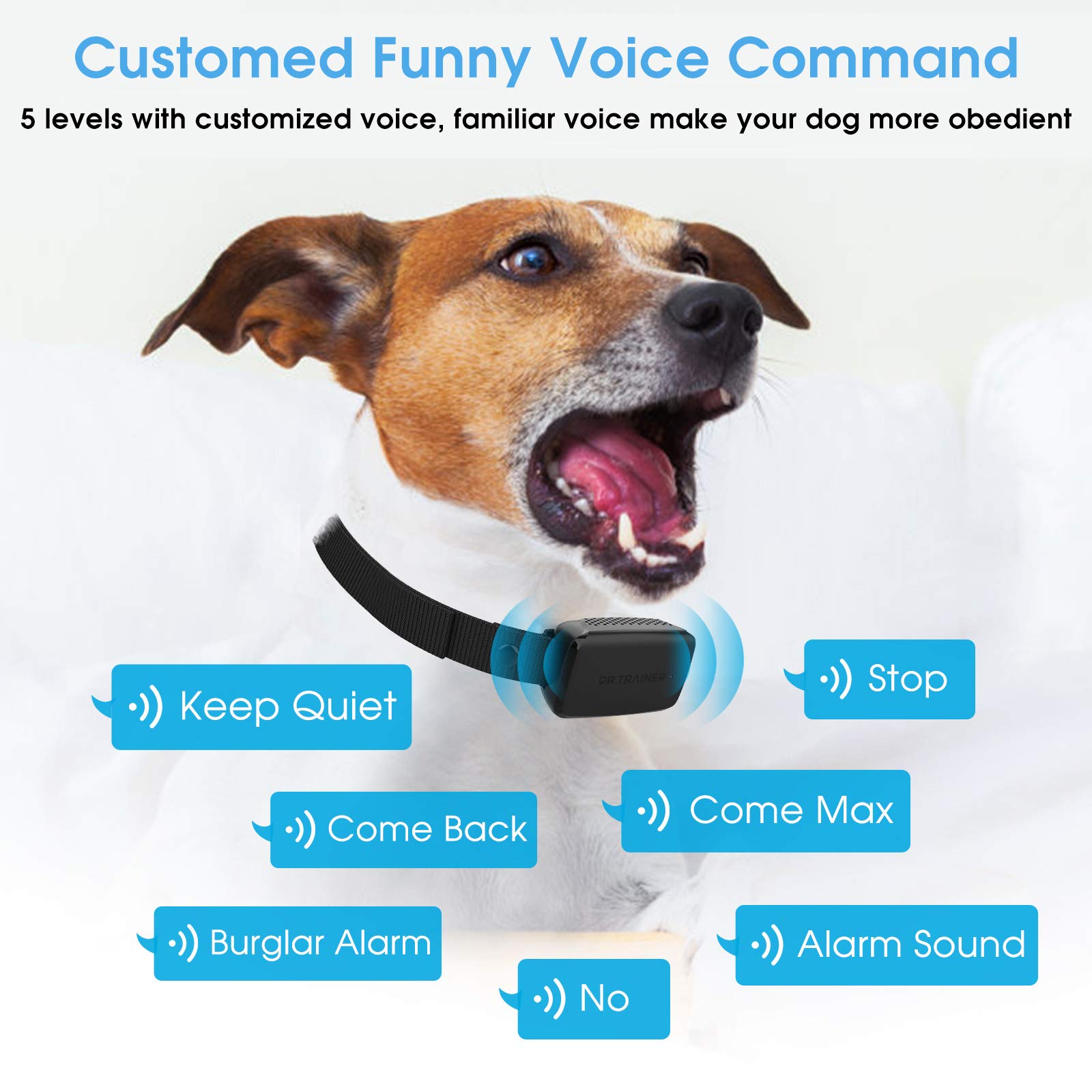 Bark Collar with Remote, Quick Charge IPX8 Waterproof Dog Shock Collar with APP, Free Combination Mode with Custom Sound,Vibration,Shock, T1sPro Include B1sPro All Functions