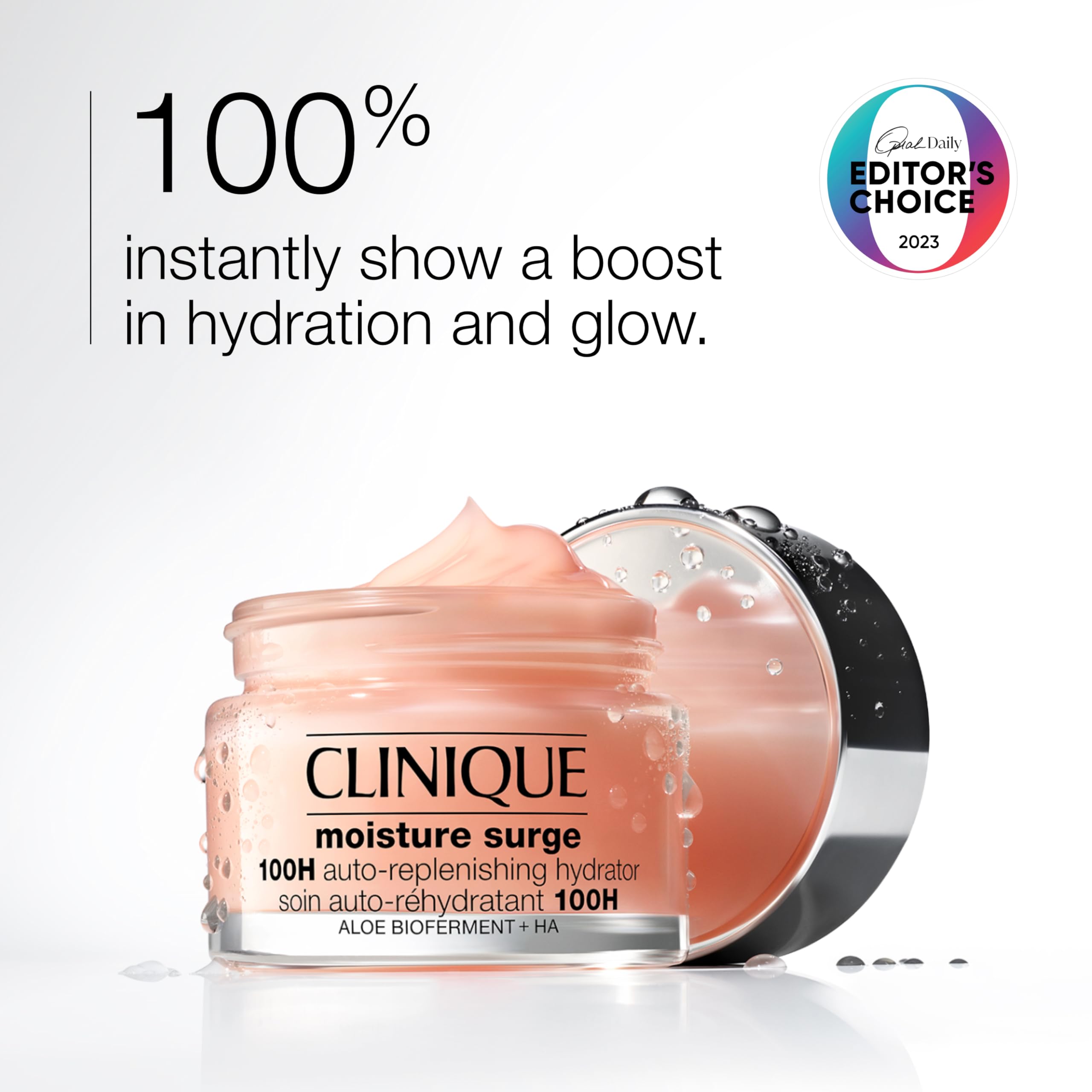 Clinique Moisture Surge 100H Auto-Replenishing Hydrator Oil Free Face Moisturizer With Hyaluronic Acid For All Skin Types | Hydrating + Moisturizing, 1.7 fl. oz.