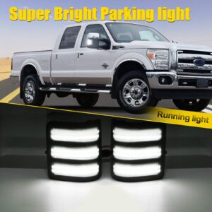 Switchback LED Side Mirror Marker Lights fit for 2008-2016 Ford F250 F350 F450 F550 Super Duty, Sequential Amber Turn Signal Lights, White Running Lights