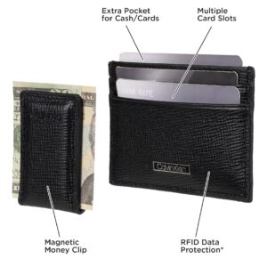 Calvin Klein Men's Wallet Sets-Minimalist Bifold and Card Cases, Black Bessemer, One Size