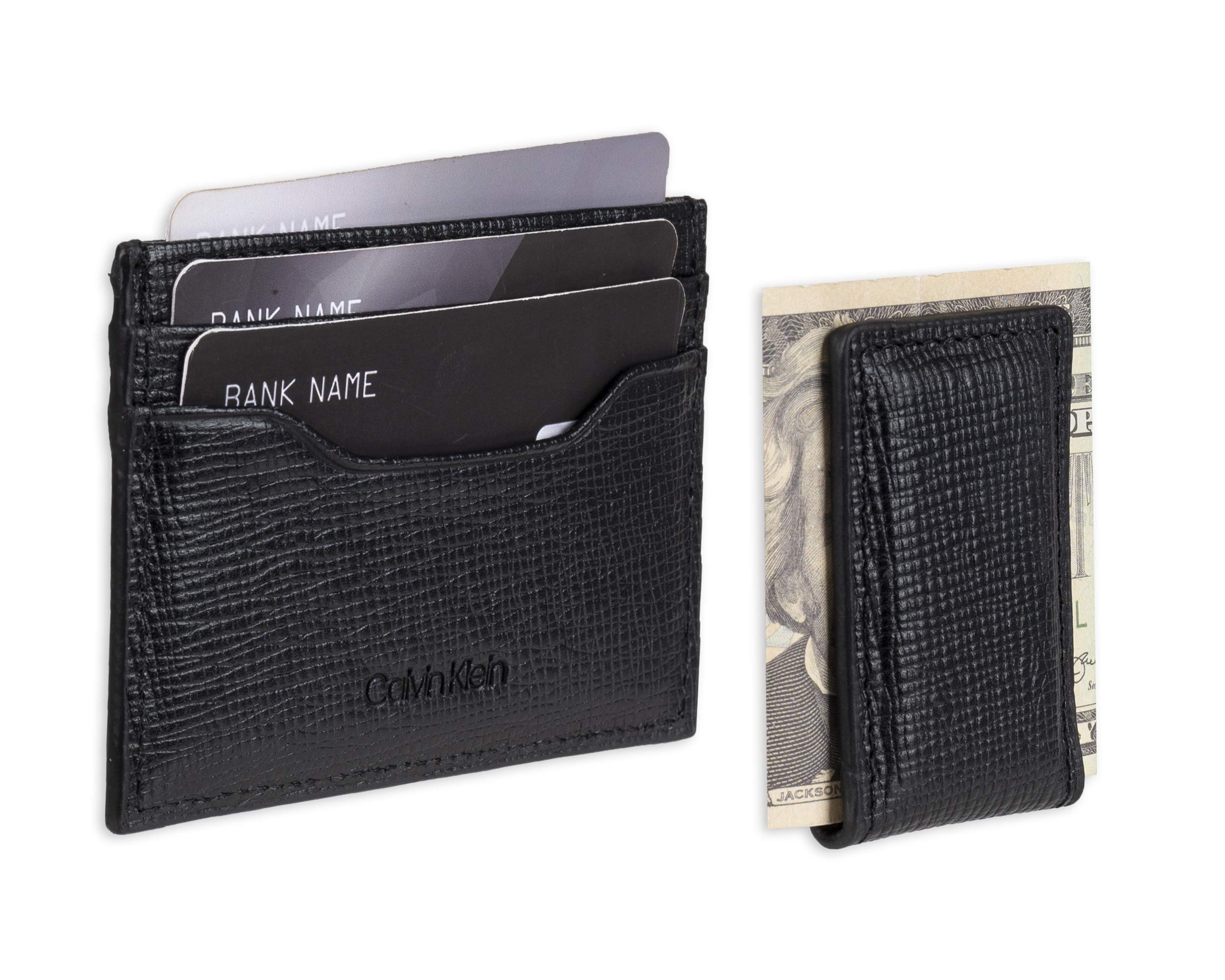 Calvin Klein Men's Wallet Sets-Minimalist Bifold and Card Cases, Black Bessemer, One Size