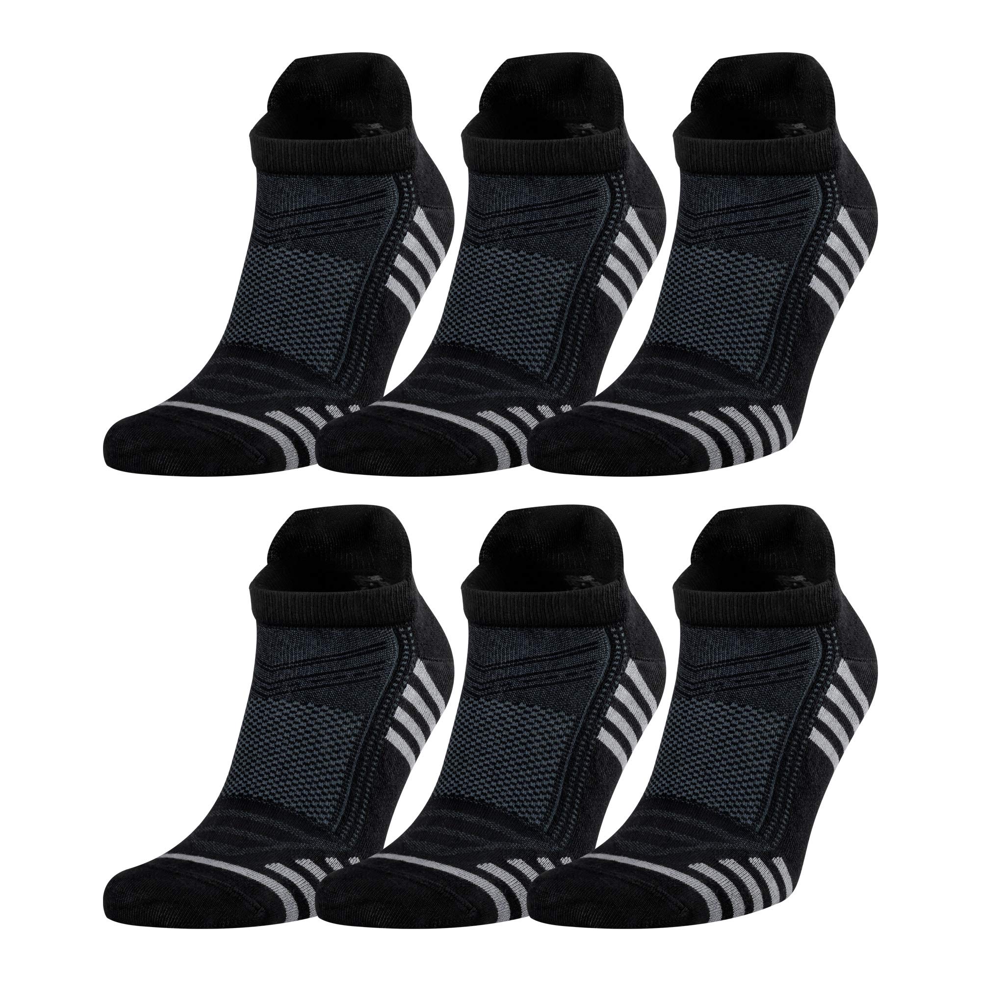 OdOst Men's Rayon Made From BAMBOO Thin Ankle Socks 6 Pairs Striped Breathable Absorbent Low Cut Athletic 9-12 Size