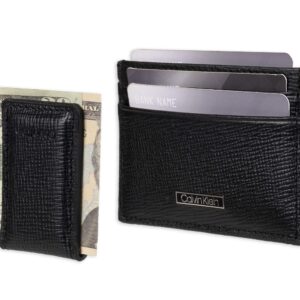 Calvin Klein Men's Wallet Sets-Minimalist Bifold and Card Cases, Black Bessemer, One Size