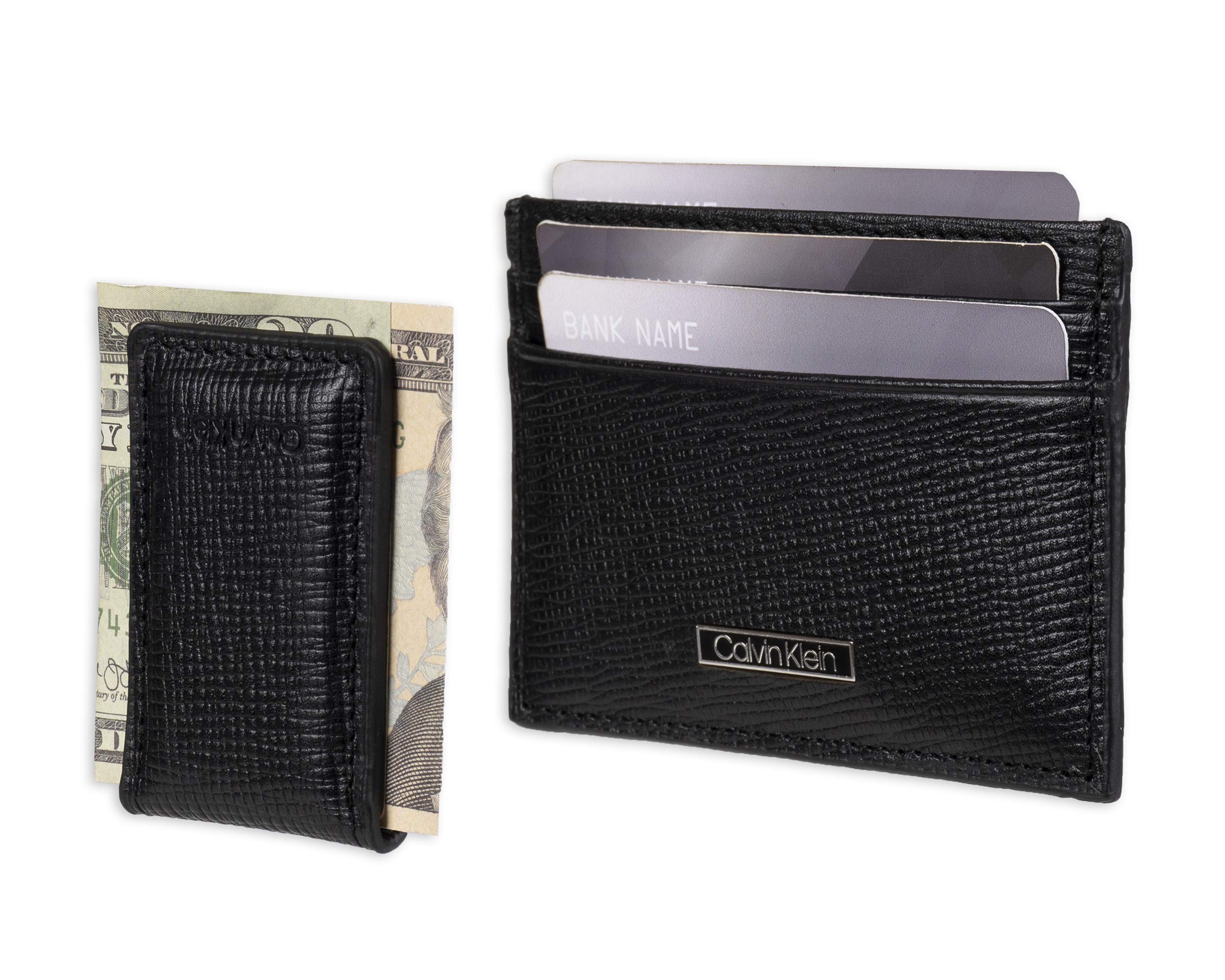 Calvin Klein Men's Wallet Sets-Minimalist Bifold and Card Cases, Black Bessemer, One Size