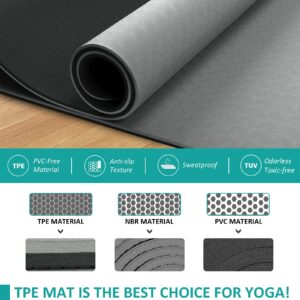 Yoga Mat with Strap, 1/3 Inch Extra Thick Yoga Mat Double-sided Non Slip, Professional TPE Yoga Mats for Women Men, Workout Mat for Yoga, Pilates and Floor Exercises