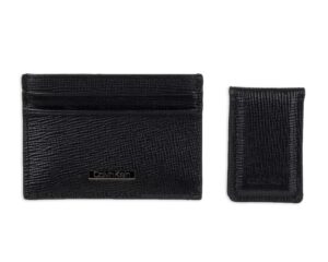 calvin klein men's wallet sets-minimalist bifold and card cases, black bessemer, one size