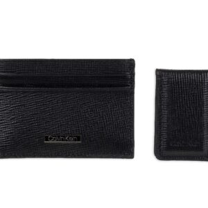 Calvin Klein Men's Wallet Sets-Minimalist Bifold and Card Cases, Black Bessemer, One Size