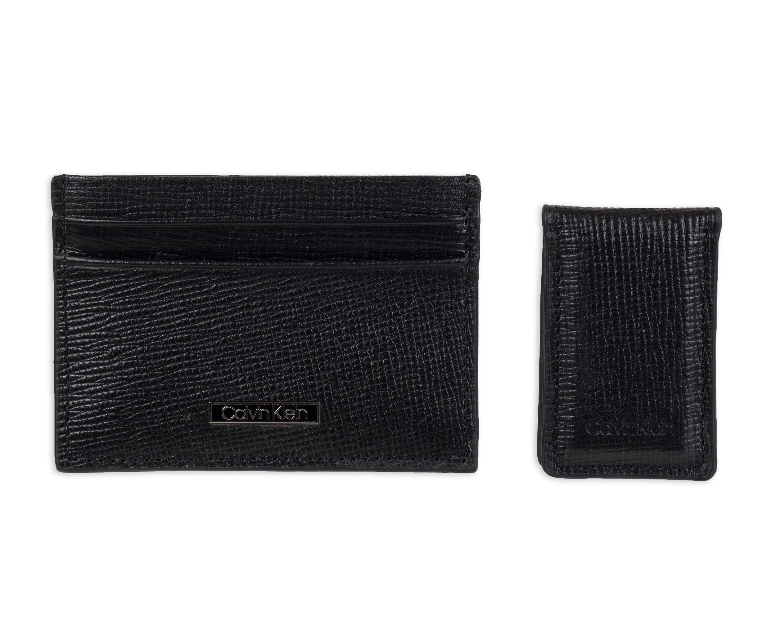 Calvin Klein Men's Wallet Sets-Minimalist Bifold and Card Cases, Black Bessemer, One Size