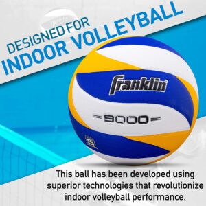 Franklin Sports 9000 Indoor Volleyball - Official Size and Weight Volleyball - Advanced Performance - Premium Soft Cover and Bounce - Air Pump Included White