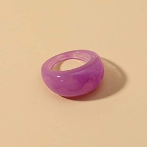 12 pcs Colorful Resin Rings Wide Thick Dome Knuckle Finger Stackable Joint Ring Retro Acrylic Transparent Vintage Jewelry Party Elegant Handmade Gift (Size 6-8)