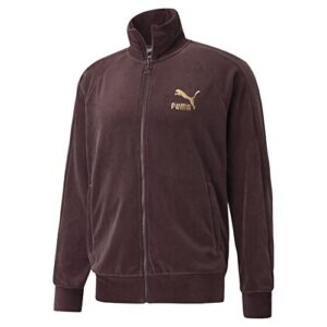 puma men's iconic t7 velour track jacket, fudge, xl