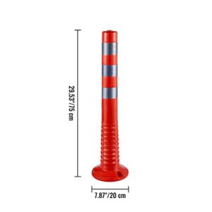 VEVOR Traffic Delineator, 6 PCS Posts Channelizer Cone, Delineator Post Kit 30” in Height, PU Traffic Post, Orange Safety Cones, Portable Spring Posts with Base, Barrier Cones with Reflective Bands