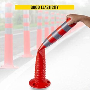 VEVOR Traffic Delineator, 6 PCS Posts Channelizer Cone, Delineator Post Kit 30” in Height, PU Traffic Post, Orange Safety Cones, Portable Spring Posts with Base, Barrier Cones with Reflective Bands