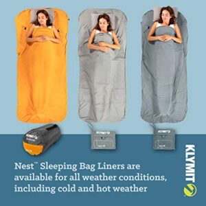 Klymit Nest Sleeping Bag Liner, 2-Person Sleeping Bag Insert, Gray, XL