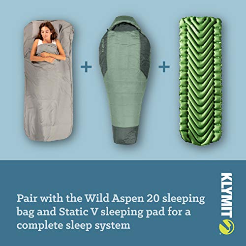 Klymit Nest Sleeping Bag Liner, 2-Person Sleeping Bag Insert, Gray, XL