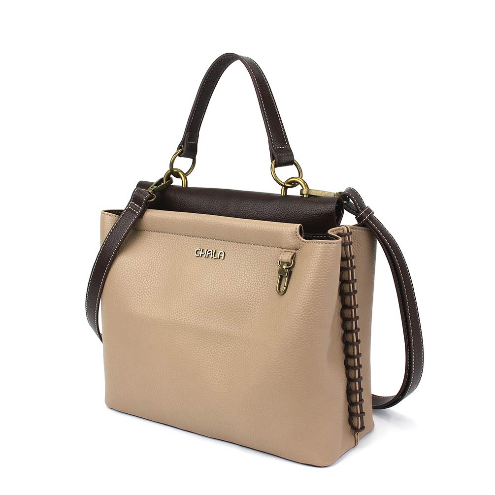 CHALA Charming Satchel with Adjustable Strap - Frog - Taupe