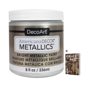 DecoArt Americana Decor Metallics Pearl Paint - 8oz Metallic Pearl White Acrylic Paint - Water Based Multi Surface Paint for Arts and Crafts, Home Decor, Wall Decor, Gilding Paint & Furniture + E-book