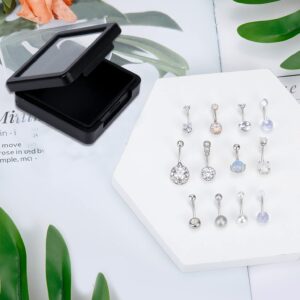 ONESING 12 Pcs 14G Belly Button Rings for Women CZ Opal Navel Rings Belly Barbells Stainless Steel Body Piercing Jewelry