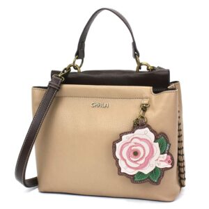 chala charming satchel with adjustable strap - pink rose - taupe