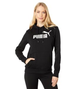 puma womens essentials logo fleece hoodie (available in plus sizes) sweatshirt, cotton black, small plus