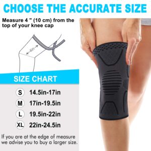 Double Couple 2 Pack Copper Knee Brace Knee Compression Sleeve Support for Men Women Knee Pain Working Out Running Sport Arthritis