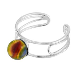 AeraVida Illusion 6mm Magic Glass Ball Sterling Silver Toe or Pinky Ring | Adjustable Rainbow Inspired Accessory for Women | Colorful Anniversary Jewelry Gift