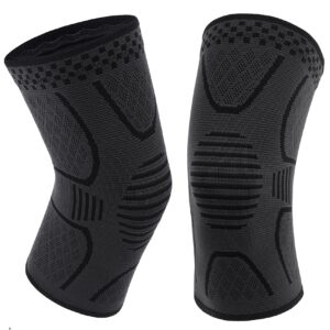 Double Couple 2 Pack Copper Knee Brace Knee Compression Sleeve Support for Men Women Knee Pain Working Out Running Sport Arthritis