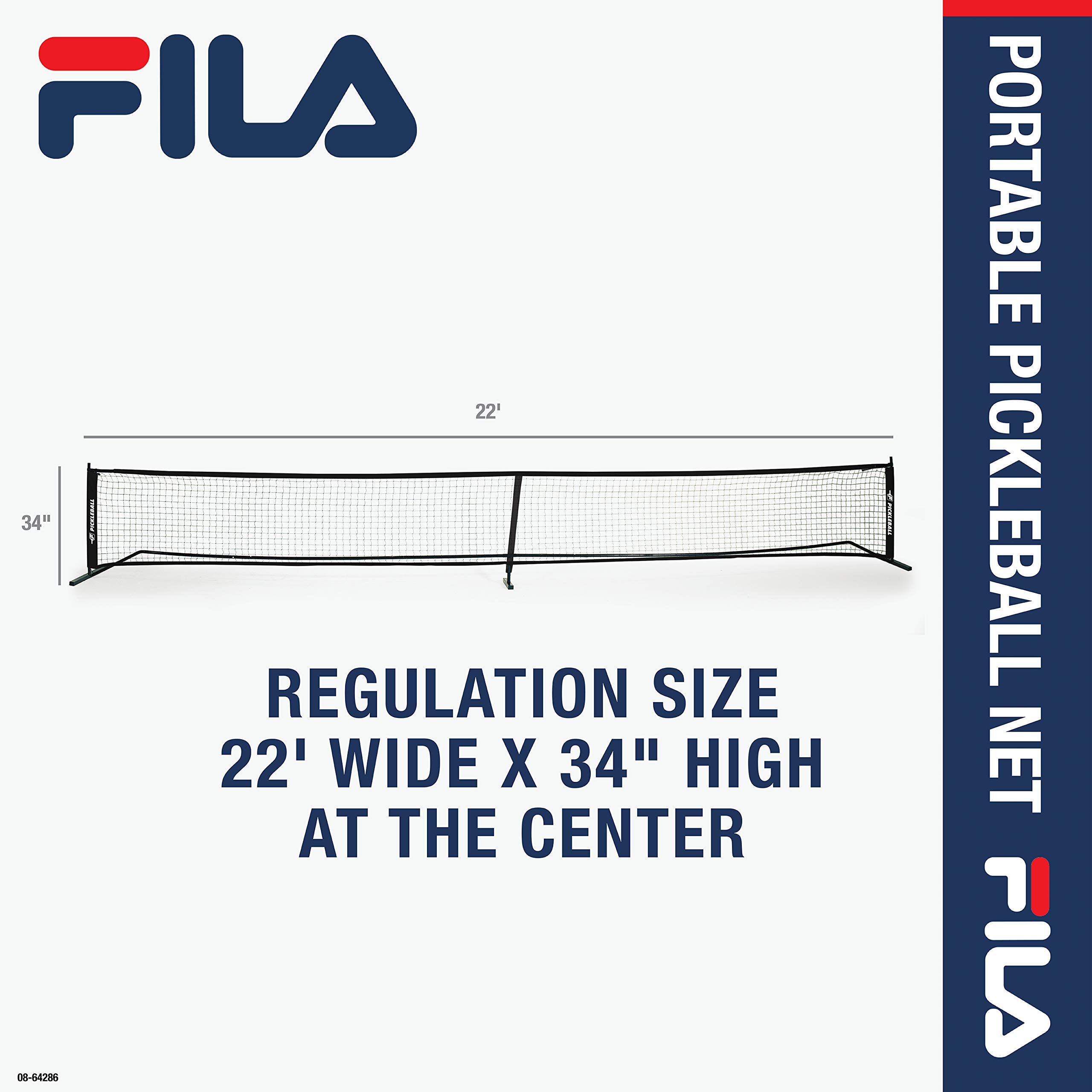 FILA Accessories Pickleball Net - Pickle Ball Game with Net Regulation Size 22 ft - All-Weather Pickle Ball Mesh Net - Includes Carry Bag - Durable, Quick & Easy Setup